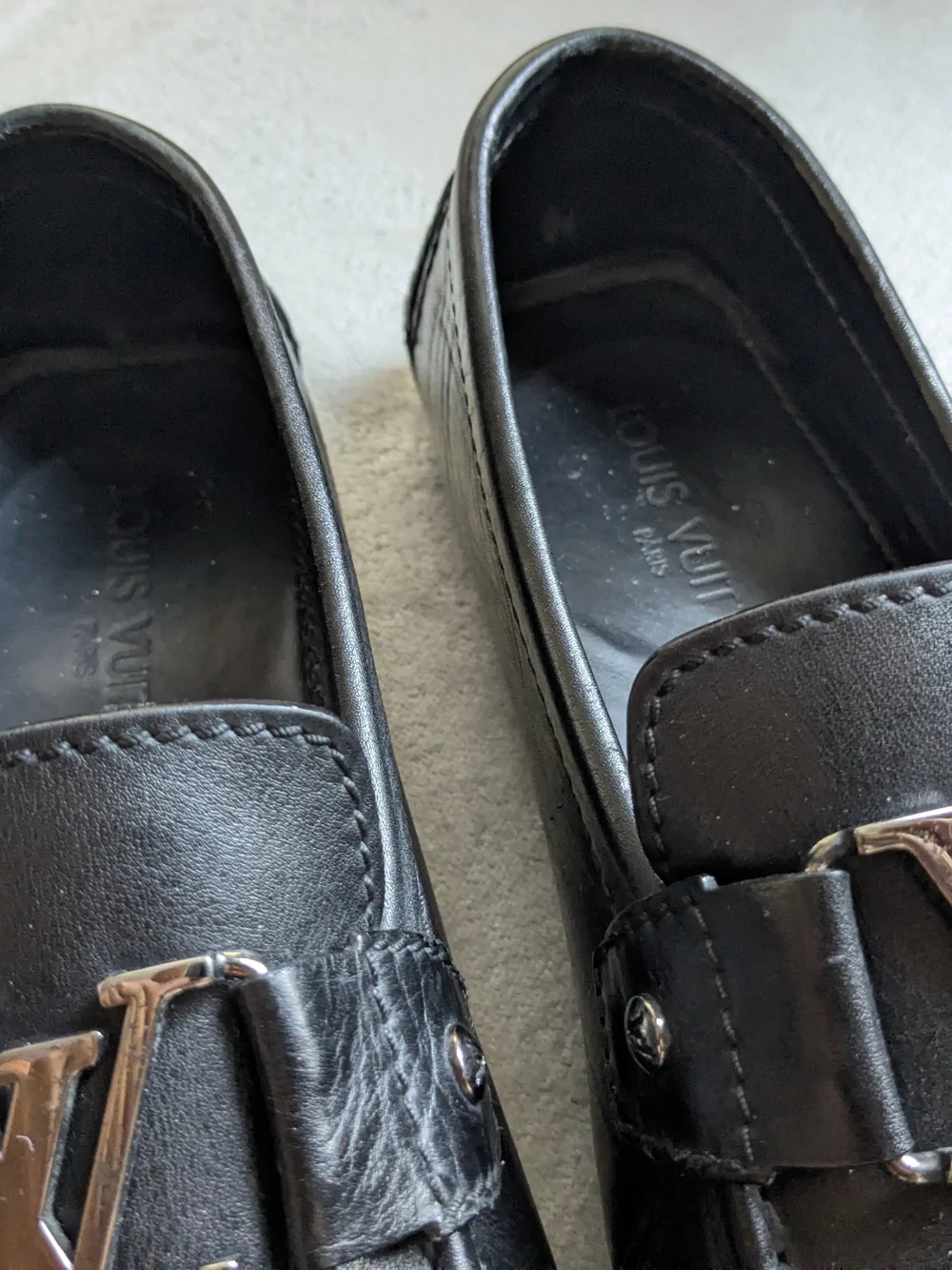 Louis Vuitton Driving Loafers Black Leather Men US 9.5